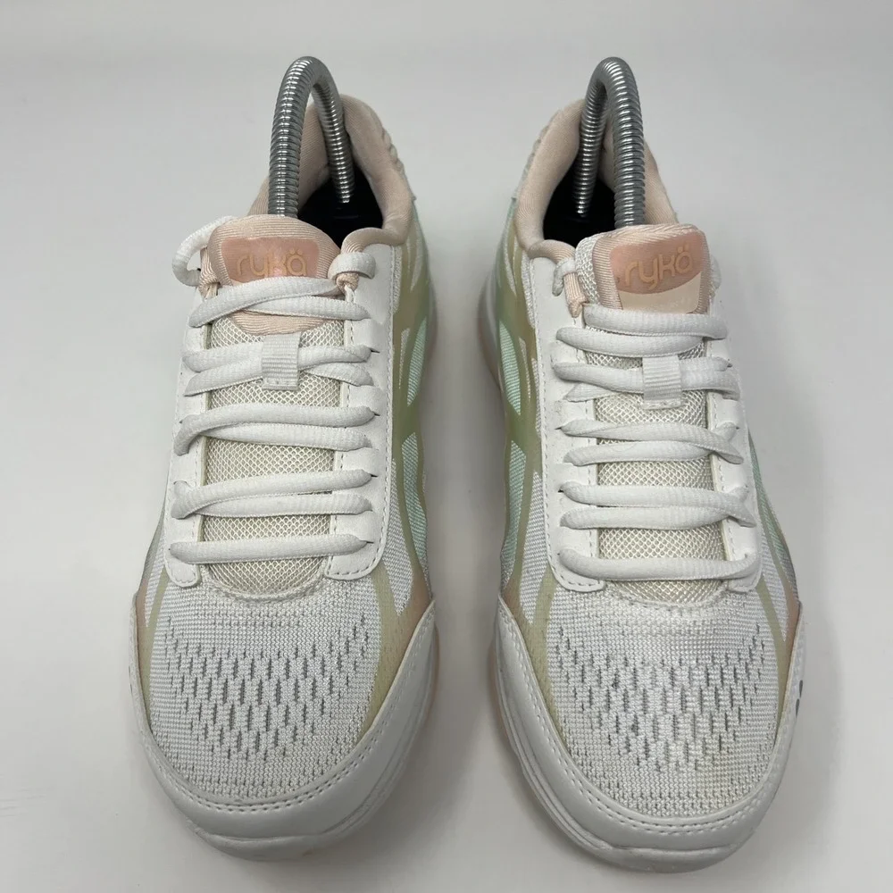 RYKA Devotion Plus 3 Women's Comfort Walking Shoes‎ White Pink Size 6.5 #1753